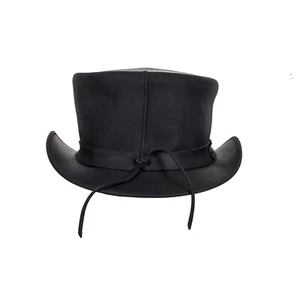 Steampunk Deadman Top Hat Cuero de vaca desnudo negro genuino - Imagen 1 de 3