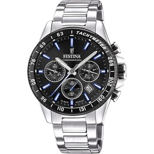 Festina Timeless  Tachimetro Data Quadrante Nero F20560-5 100M Orologio da Uomo - Foto 1 di 3