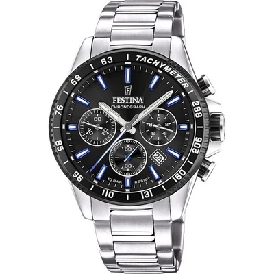Festina Timeless  Tachimetro Data Quadrante Nero F20560-5 100M Orologio da Uomo - Immagine 1 di 3
