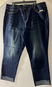 Jean Gloria Vanderbilt Talla 20W Jordyn Tobillo tiro medio lavado oscuro elástico dobladillo deshilachado - Imagen 1 de 10