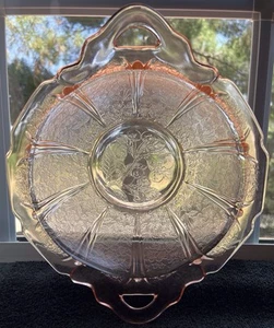 Vintage Pink Depression Glass Bowl Cherry Blossom Jeanette 10.5 Wide Scalloped - Picture 1 of 8