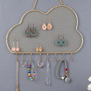 Iron Cloud Shaped Jewelry Organizer Earrings Necklaces Bracelets Hanging Display - Picture 1 of 6