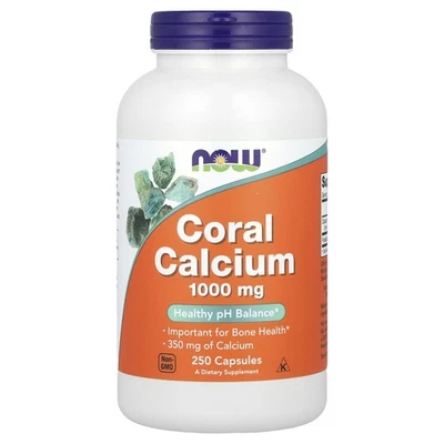 Now Foods Coral Calcio 1 000 mg 250 Cápsulas Vegetales GMP Calidad Asegurada, Kosher Foto 1 de 3