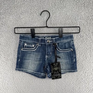 ZCO JEANS Blue Denim Shorts With Rhinestones Girls Size 5 NWT - Picture 1 of 7