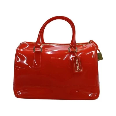 FURLA конфеты сумка, женская резиновая сумка, сделано в Италии красный оранжевый б/у - Изображение 1 из 4
