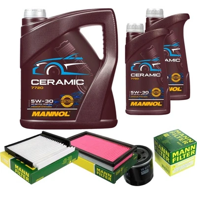MANN Inspektionspaket 7L MANNOL Ceramic 5W-30 für Nissan Tiida Schrägheck 1.6 - Bild 1 von 4