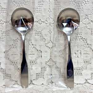 Oneida Paul Revere Round Bowl Soup Spoons 5 7/8" Stainless 18/8 Satin New Set 2 - Picture 1 of 6
