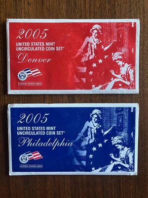 2005 US Mint Uncirculated Coin Sets Denver & Philadelphia Ships Free - Image 1 of 4