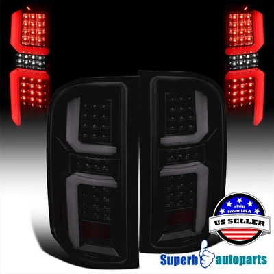 Fits 2007-2013 Chevy Silverado 1500 2500 3500HD Black/Smoke Tail Lights LED Bars — 第 1/4 张图片