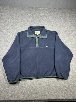 Vintage Woolrich Pullover Mens Large Blue Green Polartec Fleece Jacket USA 90s - Image 1 of 4