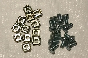 19inch Equipment Rack Nuts & Silver M6 Bolts 12mm, Pack of 12 - Picture 1 of 6