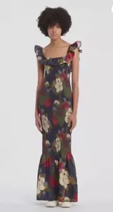 SIR THE LABEL Ladies Dress Size 1 AU 8 Francesca Shirred Linen Maxi Frill Floral - Picture 1 of 17