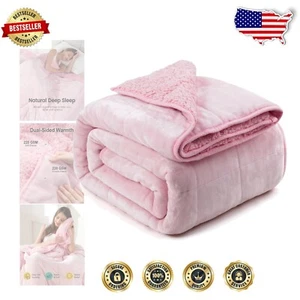 Acogedora manta con peso de 20 lb - Vellón Sherpa de doble cara para dormir mejor, 60x80 - Imagen 1 de 7