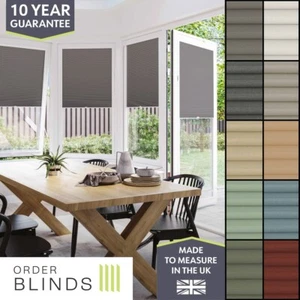 No Drill Pleated Honeycomb Blinds - Perfect Fit Blackout Thermal Blind for UPVC - Picture 1 of 16