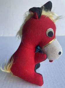Takara Trading Co Plush Tokyo Japan Stuffed Felt Sawdust Red Donkey Mule 6" - Picture 1 of 5