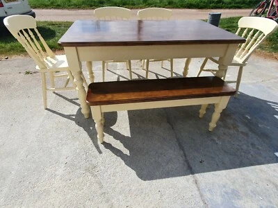 Handmade Solid pine table, chairs and bench ( please read description ) - Image 1 of 4