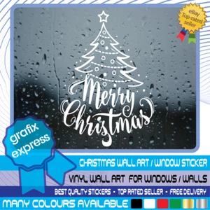 Merry Christmas Tree Wall Window Sticker Decals Gift Wreath XMAS Shop Home Decor - Picture 1 of 12