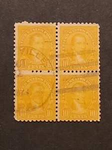 RIV: 591 Used Block of 4 FRESH 10 cent 1925 Monroe hand stamp cancel - Picture 1 of 3