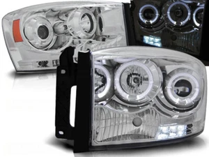 DODGE RAM 1500 2500 3500 2006 2007 2008 HEADLIGHTS LPDO05 ANGEL EYES CHROME - Picture 1 of 1