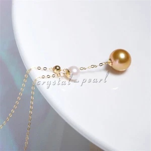 Stunning 18" AAA+ south sea NATURAL WHITE golden PEARL NECKLACE 14K - Picture 1 of 3