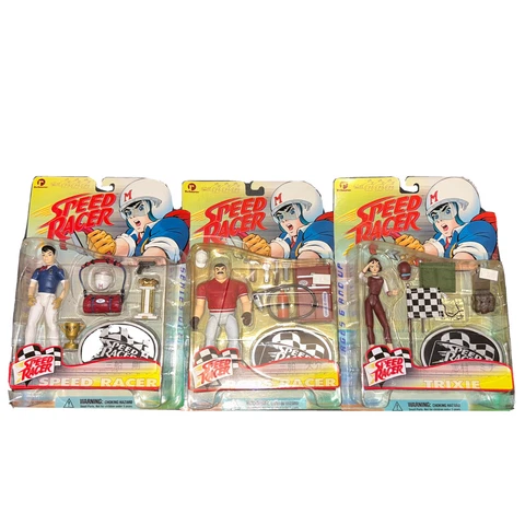 Vintage 1999 ReSaurus Speed Racer Pops And Trixie Action Figure Set Of 3 New Cover