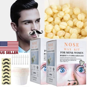 Nose Ear Hair Removal Wax Kit Painless & Easy Mens Nasal Waxing Strip Remover - Picture 1 of 23