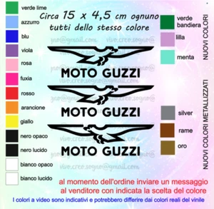 KIT 3 ADESIVI COMPATIBILI AUTO MOTO CASCO TUNING LOGO MOTO GUZZI MOTOGUZZI - Foto 1 di 1