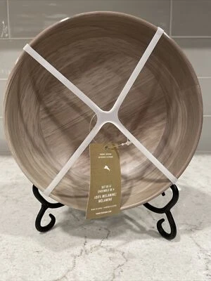 JUEGO 4 ENSALADERAS Tommy Bahama Gris Madera de Abedul Grano Melamina Sopa Servir NUEVO Foto 1 de 4