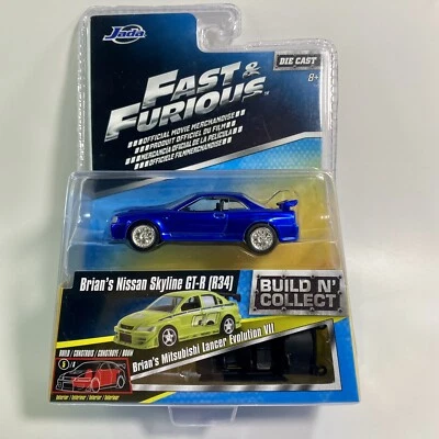 2016 Jada Fast & Furious Brian's Nissan Skyline GT-R (R34) 1:64 Diecast Blue - Image 1 of 4