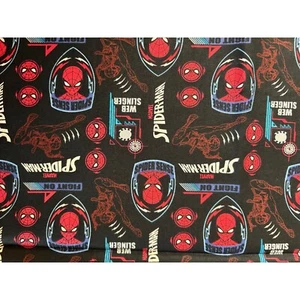 1 Yard - Spiderman  Fabric  - Cotton - Black Red - Springs  36 x 44" - Picture 1 of 4