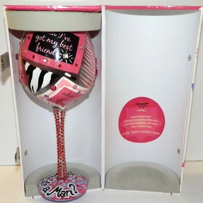 Lolita Designs LOVE MY WINE “WHO NEEDS A MAN TOO?" Wine Glass Bejeweled  - Image 1 of 4
