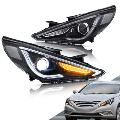 Faros LED completos VLAND para Hyundai Sonata 2011-2014 conjunto de doble haz negro 2 Foto 1 de 4