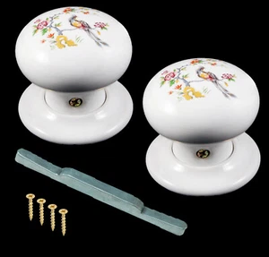 Perillas de puerta Chantilly Mortice porcelana blanca 60 mm (par) - Imagen 1 de 3