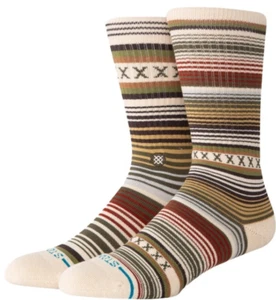 Stance, Curren ST Crew Socks, Multi Colored Tan Stripes. Size Men's 9-13 - Picture 1 of 3