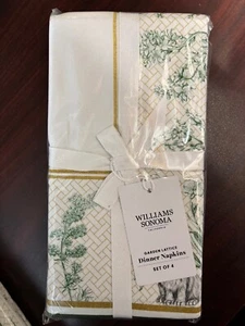 NEW Williams Sonoma Garden Lattice Spring Bunny Dinner Napkins Set of 4 Cotton - Imagen 1 de 7