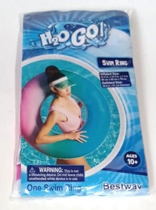 H2O GO-Swim Ring-Float 31,5"x 31,5"x 7,5"-Nuovo-Rosa-Verde-Blu- Bestway - Foto 1 di 6