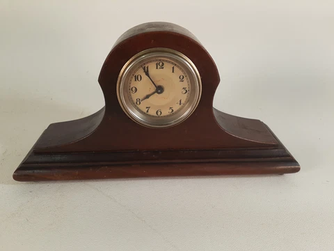 Antique Solid Mahogany Miniature Mantle Clock, Probably Seth Thomas, Running Cover