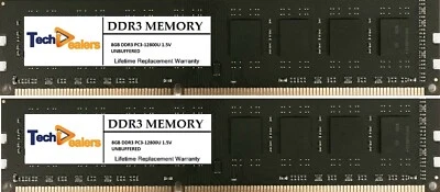 16GB (2X 8GB ) MEMORY RAM DDR3 PC3-12800U 1600MHz Unbuffered Desktop DIMM - Image 1 of 3