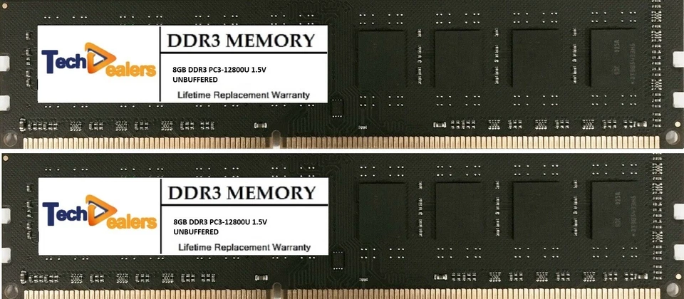 16GB (2X 8GB ) MEMORY RAM DDR3 PC3-12800U 1600MHz Unbuffered Desktop DIMM - Image 1 of 3