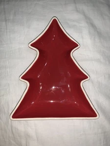 pottery barn red christmas tree dish 12” Long - Picture 1 of 4