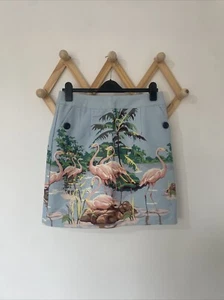 JOE BROWNS Blue Patterned AOP Flamingo Straight Cotton Skirt, Size 12 - Picture 1 of 10