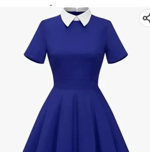 1950s Style Rockabilly Fit & Flare Swing Party Dress Size M Blue NWT - Picture 1 of 6