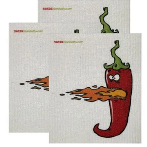 Juego de 3 paños suecos diseño de chile pimienta - Imagen 1 de 6