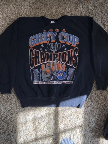 Vintage 1994 CFL Grey Cup Championship Sweatshirt BC Lions. Black Size Medium Cover