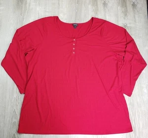 Camiseta Torrid Classic Fit Acanalada Henley Manga Larga Roja Talla Grande Para Mujer Talla 6” - Imagen 1 de 10