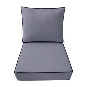 *COVER ONLY*-Outdoor Deep Seat Back Pillow Cover Contrast Piped Trim Small-AD001 - Picture 1 of 12
