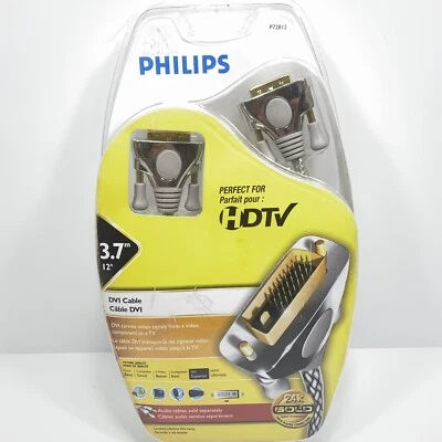 Philips HDTV DVI - 24k Gold Plated Connectors 12 foot Cable # P72812 New/Sealed - Image 1 of 3