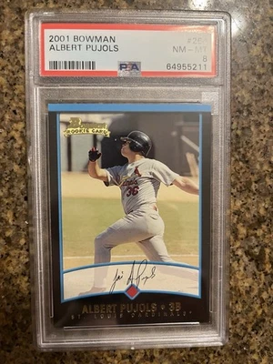 Tarjeta de novato Albert Pujols 2001 Bowman #264 PSA 8 casi nueva-como nueva St. Louis Cardinals Foto 1 de 2