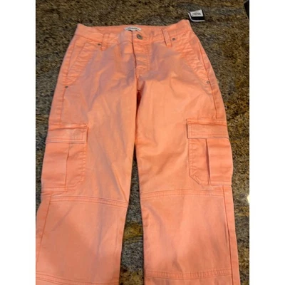 NEW GUESS Sexy Cargo Pants XS Summer Orange Utility Pockets Casual Trousers - Image 1 of 4