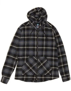 VINTAGE Mens Slim Fit Hooded Lumberjack Shirt XL Blue Check Cotton UA04 - Picture 1 of 3